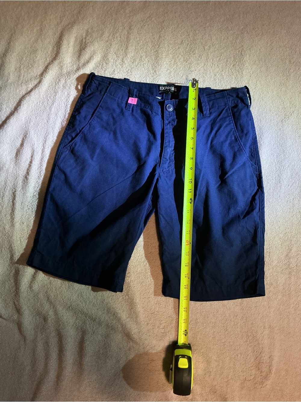 Express Men’s Navy Flat-Front Chino Shorts